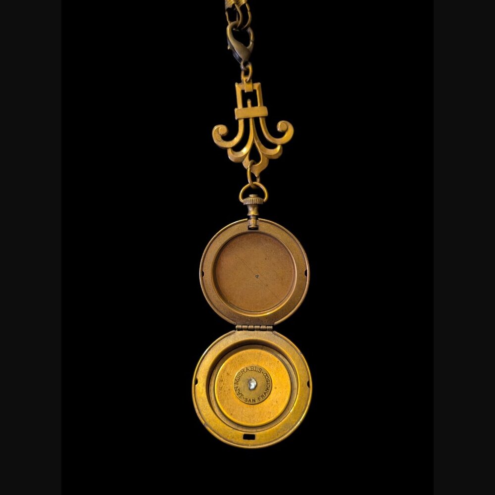 Jan Michaels Oxidized Antiqued Gold Tone Pocket Locket 47" Chain 5.5" Pendant - Picture 9 of 9